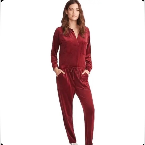 Lou & Grey for Loft Velvet Red Jumpsuit Size XS - Picture 1 of 8